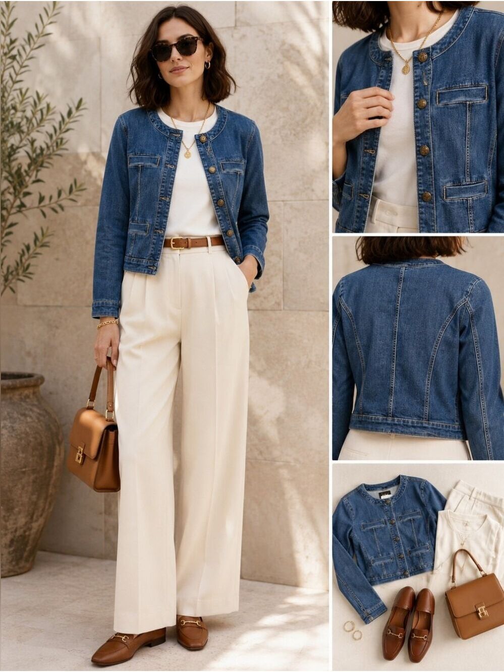 FDJ FRENCH DRESSING JEANS COLLARLESS CONTEMPORARY DENIM JACKET SIZE S/M NWT